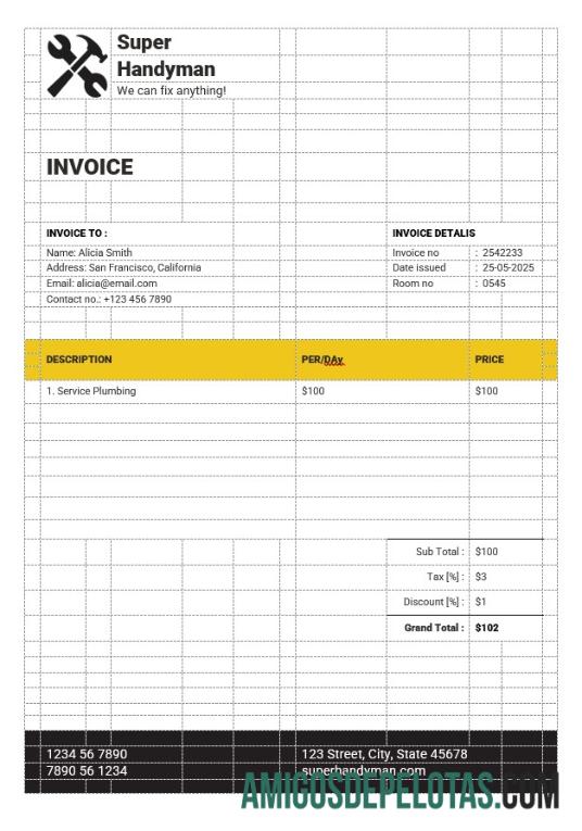 para download Modelo de fatura de serviços de faz-tudo